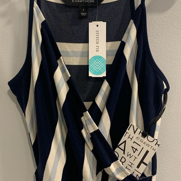 41 Hawthorn Blue and White Spaghetti Strap Sundress - Picture 3 of 8